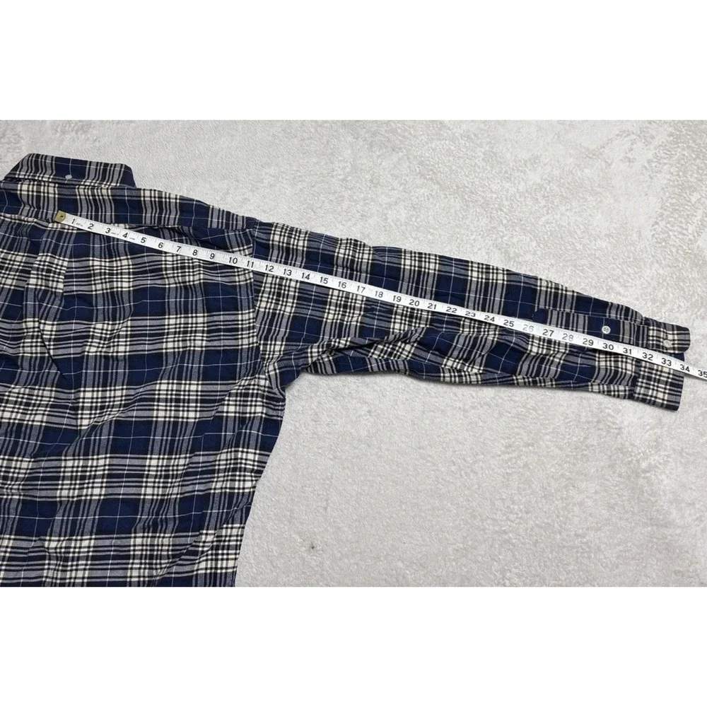 Polo Ralph Lauren Shirt Men's Large Blue Plaid Long Sleeve VTG Y2K Made In USA